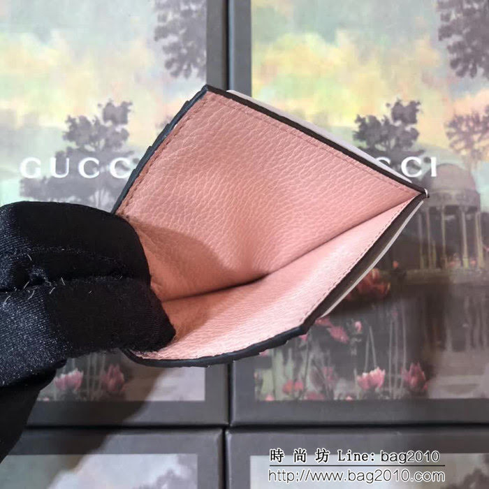 GUCCI古馳 頂級原單 早秋新品 雙色牛皮 女士卡片夾 524305 白配粉 WTG2066